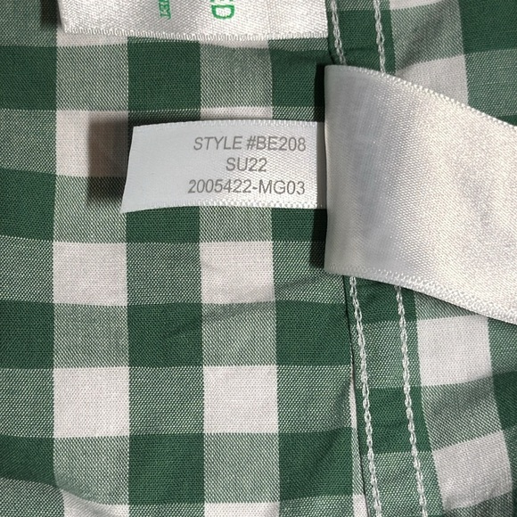 J.Crew Flex Washed Shirt Men's XL Slim Green White Gingham Long Sleeve - Picture 7 of 7